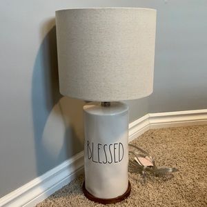Rae Dunn - BLESSED - wood base lamp